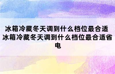 冰箱冷藏冬天调到什么档位最合适 冰箱冷藏冬天调到什么档位最合适省电